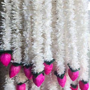 ดอกบัวไม้โซละที่มีเนื้อผ้าจัสมินสุขใจ-พวงมาลัยแขวนผนังใบสีเขียวดอกไม้บ้านธรรมชาติพฤกษศาสตร์ตกแต่งงานแต่งงาน - Product Image 1