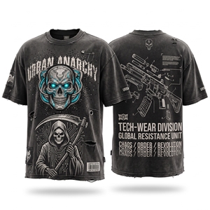 เสื้อยืดสตรีทแวร์ผู้ชาย แขนยาว/สั้น คอกลม วินเทจ สีพื้น ทรงปกติ ผ้าคอตตอนเจอร์ซีย์ 100% โลโก้ด้านหน้า ระบายอากาศได้ดี เป็นมิตรกับสิ่งแวดล้อม - Product Image 6
