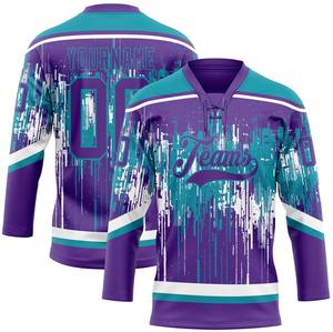 Jersey de Hockey Personalizado 100% Poliéster con Cuello de Encaje, Secado Rápido, Antibacteriano, Impresión Digital, Nombre del Equipo, Jugador, Ropa de Hockey sobre Hielo - Product Image 3