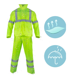 Qualité supérieure Meilleure vente Combinaison de pluie extérieure en polyester réfléchissant haute visibilité Veste et pantalon de sécurité imperméables avec logo personnalisable - Product Image 2