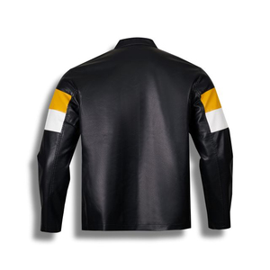 แจ็กเก็ตขี่มอเตอร์ไซค์หนังแท้กันลม & กันน้ำของผู้ชายมีซิปซับในระบายอากาศ - Product Image 6