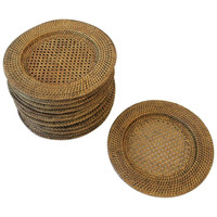 Assiette de présentation en rotin naturel 12 pouces, style vintage, haute qualité, idéale pour mariage, origine Vietnam - Meilleure vente