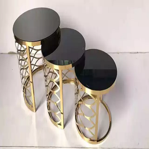 โต๊ะวางซ้อนกันอย่างมีสไตล์ชุดเฟอร์นิเจอร์2ชิ้นสำหรับตกแต่งบ้านโรงแรมห้องนั่งเล่นโต๊ะโลหะรอบศูนย์ที่ไม่ซ้ำกันโต๊ะกาแฟชา - Product Image 5