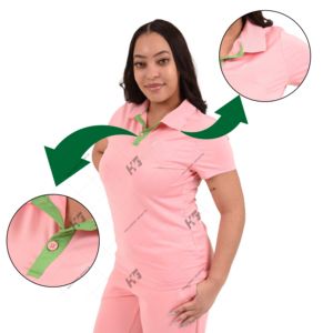AKA jacquard <b>pink</b> polo <b>shirt</b> with Contrast green Placket AKA 1908 green Jacquard Woven Inner Neckline aka polo <b>shirt</b> - Product Image 1