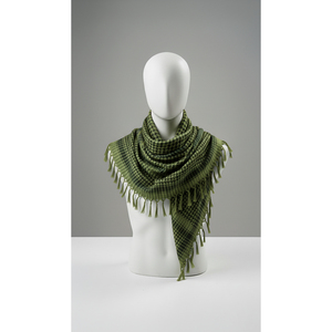 Foulard Keffiyeh en coton doux tissé vert et noir 90 x 90 cm, respirant, style ethnique, accessoire de mode pour l'hiver, avec logo - Product Image 3