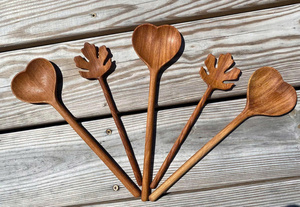 Herramientas versátiles de cocina de madera natural: cucharas de corazón hechas a mano y más, precios competitivos al por mayor. - Product Image 4