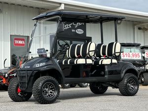 Carrito de Golf Eléctrico Icon de 6 Plazas, Negro con Asientos con Rayas Blancas, Neumáticos Todoterreno, Velocidad de 30 km/h, Alcance de 30 km - Product Image 4