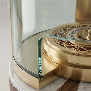 Vitrine de présentation de montres cylindrique rotative à 360° de qualité muséale LUX, en acier inoxydable et verre de luxe - Product Image 3