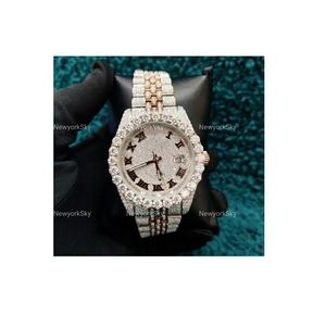 Reloj de pulsera personalizado para hombre con probador de diamantes VVS Iced Out Full Buss de lujo mecánico de acero inoxidable Esfera de movimiento automático - Product Image 1