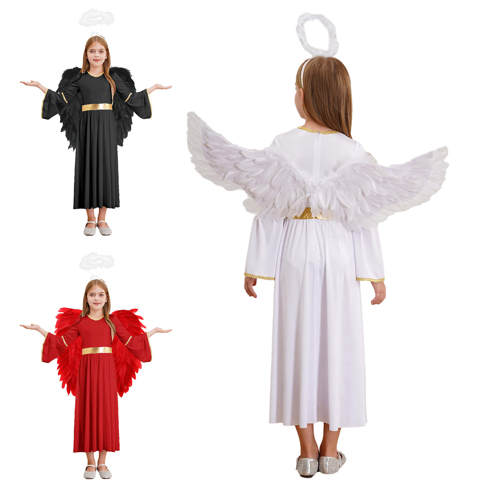 6-16 3pcs Girls Angel Costume Angel Dress Long Sleeve Gown Dress With Feather Hairband and Angel Wings for Dress up Performance| Alibaba.com 6-16 3pcs Girls Angel Costume Angel Dress Long Sleeve Gown Dress With Feather Hairband and Angel Wings for Dress up Performance| Alibaba.com