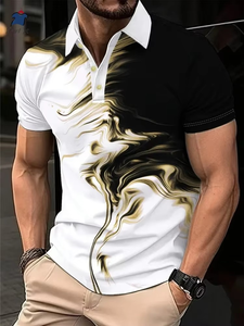 Polo de verano con estampado 3D de moda para hombre, camisa de manga corta con cuello vuelto, transpirable, cómodo, ajustado - Product Image 4