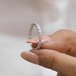 แหวนเพชรโมอิสทรงกลมตัดเพชร2มม. ชุดกรอบที่เข้ากันเป็นของขวัญสำหรับการหมั้นสำหรับแหวนอัญมณีของเธอ - Product Image 5