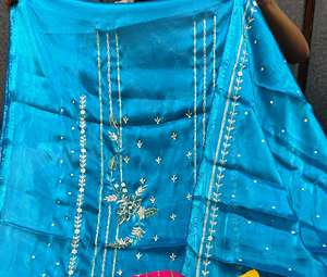 Modern Designer Unstitched Hand Embroidered Indian Fashion-Forward <b>Suits</b> for <b>Women</b> Sun Protection Free Size for Traditional - Product Image 3