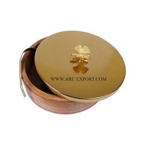 Nouveau Style En Bois Brun Chapati Roti Conteneur Avec En Acier Inoxydable Miroir Poli Couvercle Standard Conception Cuisine Décor Roti Boîte - Product Image 5