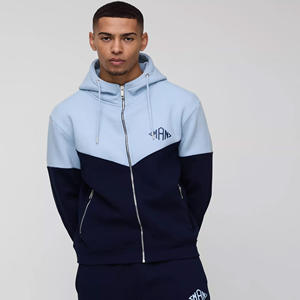 Wholesale Trendy Y2K <b>Aesthetic</b> Regular Fit Men's Diamond Color Block Hooded Tracksuit For Men Zip-Through <b>Hoodie</b> & Jogger Set" - Product Image 5