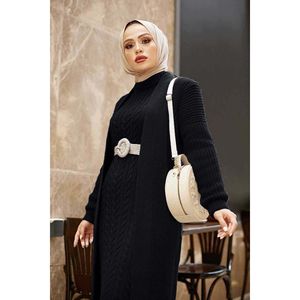 Autumn Casual <b>Knitted</b> Wool Cardigan <b>Set</b> Ruffled Collar Crocheted Weaving Printed Pattern Pleated Decoration Formal Style Black - Product Image 2