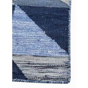 Alfombras de Lana con Diseño Geométrico Azul, Hechas a Mano, Tejido Plano, para Dormitorio/Sala de Estar, Rectangulares, para Pasillo, ADWL-13116, para Adolescentes - Product Image 4