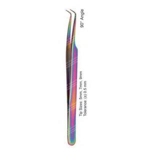 Pince à épiler Sharpinst en acier inoxydable à angle de 90 degrés pour extensions de cils, revêtement plasma multicolore pour perruques en dentelle - Product Image 2