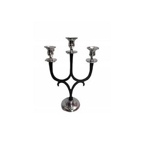 Candelabros de Metal hechos a mano con 3 brazos, decoración de mesa larga, candelabros de cristal, logotipo impreso personalizado, venta al por mayor, hogar a granel - Product Image 1