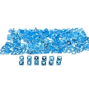Piedra suelta de corte cuadrado de Topacio Azul suizo Natural de 3mm, cuentas de piedras preciosas facetadas de topacio de alta calidad para la fabricación de joyas por mayorista - Product Image 4