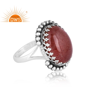 Dernière conception de bague en argent sterling oxydé naturel, fraise, quartz, pierres précieuses, fabricant de bijoux personnalisés - Product Image 3