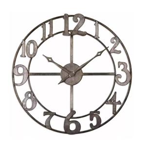 Horloge murale de marque Wal 60cm créative nordique simple horloge murale en fer horloge murale en verre trempé à grain de métal vente en gros - Product Image 4