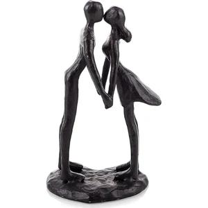 Sculpture décorative en métal Thème de couple romantique Couple de sculpture noire satinée super lourde et durable pour la décoration - Product Image 1
