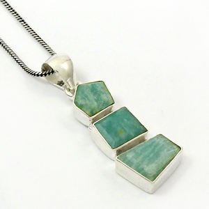 Nueva llegada venta al por mayor joyería personalizada 925 plata esterlina natural amazonita piedra preciosa diseño único colgante fabricante - Product Image 1