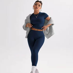 Conjunto Deportivo de Yoga y Gimnasio para Mujer, Transpirable, de Manga Corta, Cómodo, para Ejercicio Diario, Alta Calidad, Servicio OEM - Product Image 3