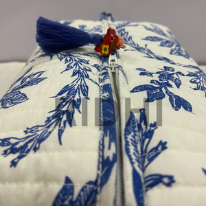 Sac de voyage matelassé bleu fait main, vintage, écologique et portable, avec fermeture éclair, pour le marché, les courses et la vente en gros - Product Image 3