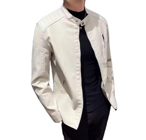 Chaqueta de Cuero Ligera para Hombre al por Mayor, Cuello Alto, Logotipo Frontal en Piel de Vacuno, Transpirable, Ecológica, para Invierno - Product Image 3