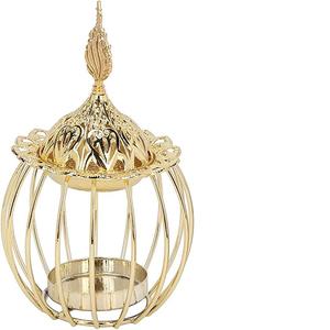 Brûleur d'encens en métal fini Antique avec couvercle de trou de feuille cendrier brûleur support de parfum pour la maison et le bureau - Product Image 6