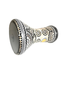 Gawharet El Fan Egyptian Darbuka Aluminum Hand <b>Drum</b> Black and White Geometric for Inlay Professional Doumbek - Product Image 5