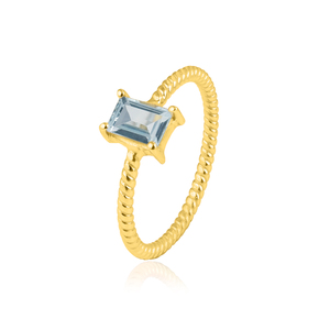 <b>Blue</b> Topaz Baguette Cut Gemstone 925 Sterling Silver Gold Plated <b>Earring</b> Fashionable <b>Earring</b> For Wedding Engagement For Women. - Product Image 3