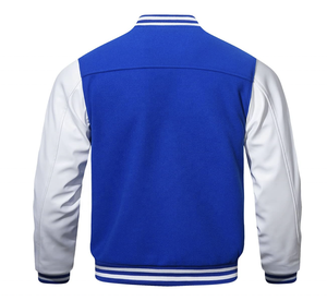 Veste universitaire en cuir véritable pour hommes avec col montant en laine mélangée coupe-vent enduit manches hiver coupe-vent universitaire pour garçons - Product Image 2