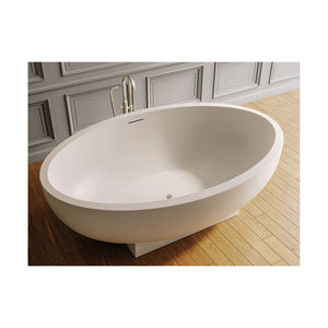 Firststone tradicional moderno blanco independiente terrazo piedra bañera superficie sólida para interior hogar Hotel remojo escurridor - Product Image 3