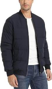 Vente en gros de blouson bombardier à col montant pour hommes avec logo personnalisé noir vêtements de fitness en duvet style rue tissu en toile - Product Image 2