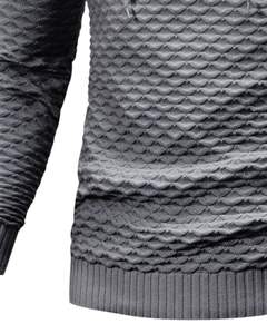 Manufacturer <b>Men</b> Grey Textured <b>Hoodie</b> Pullover Long Sleeve Casual Sweatshirt Streetwear Winter Wear With Hood Drawstring Design - Product Image 5
