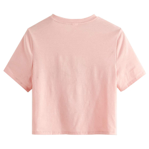 Custom Women's T-shirts Short Sleeve Crew <b>Neck</b> Summer High Quality 100% Cotton Crop Tshirt Dropped Shoulder Blank Plain Tshirt - Product Image 2