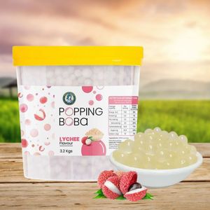 Vinut Trust Lychee Popping Boba 3.2kg Tub Perles de jus éclatantes prêtes à consommer sans additifs pour thé au lait aux bulles Vente en gros - Product Image 1