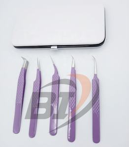Pince à épiler classique méga volume avec poignée en diamant violet de marque personnalisée, pointe pointue, acier durable testé à la main - Product Image 5