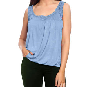 Camisetas sin mangas estampadas para mujer, tela elástica, compra directamente de fábrica a precio mayorista, camiseta sin mangas personalizada para mujer, camiseta sin mangas - Product Image 3