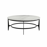 Table basse de snack en plaque de marbre blanc au design moderne personnalisable meubles en métal de haute qualité faits à la main pour le salon