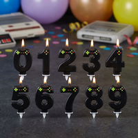 Bougies Chiffres Manette de Jeu 0-9 Couleurs Personnalisées Thème Gaming Bougies Numériques pour Gâteau Anniversaire Garçons Gamers Pâques Décoration de Fête