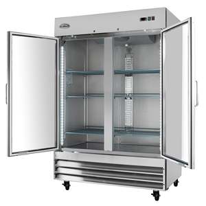 Congélateur vertical à deux portes vitrées de 54 pouces, capacité de 47 pieds cubes, équipement de réfrigération pour cuisine commerciale, automatique - Product Image 1