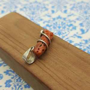 สร้อยคอปะการังดิบเงินสเตอร์ลิงสร้อยคอห่อจี้เงิน925สร้อยคอโบฮีเมียนจี้ช่างฝีมือทำจากอินเดีย - Product Image 3