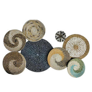 Fábrica de Vietnam Seagrass tejido colgante de pared hogar dormitorio decoración paja trenza colgante cesta de pared decoración juego de 9 - Product Image 2