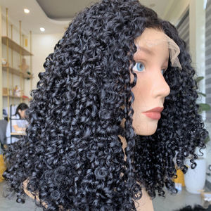 Vente en gros perruques bouclées sans colle avec devant en dentelle trame unique cheveux humains vietnamiens perruques HD Wave Frontal pour femmes noires - Product Image 1