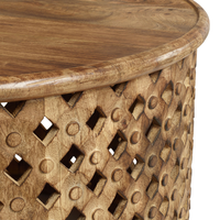 Table basse en bois massif sculpté, design moderne, fait main, durable, hauteur réglable, montage facile, pour salon