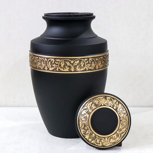 Urna Funeraria de Aluminio Clásica de Alta Calidad, Grabada en Negro, para Adultos, Artículos Funerarios, Urna de Metal de Aluminio para Cremación de Adultos - Product Image 1